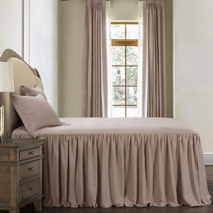 Luna - Twin Washed Linen Bedspread Set (Set of 2) - Blush