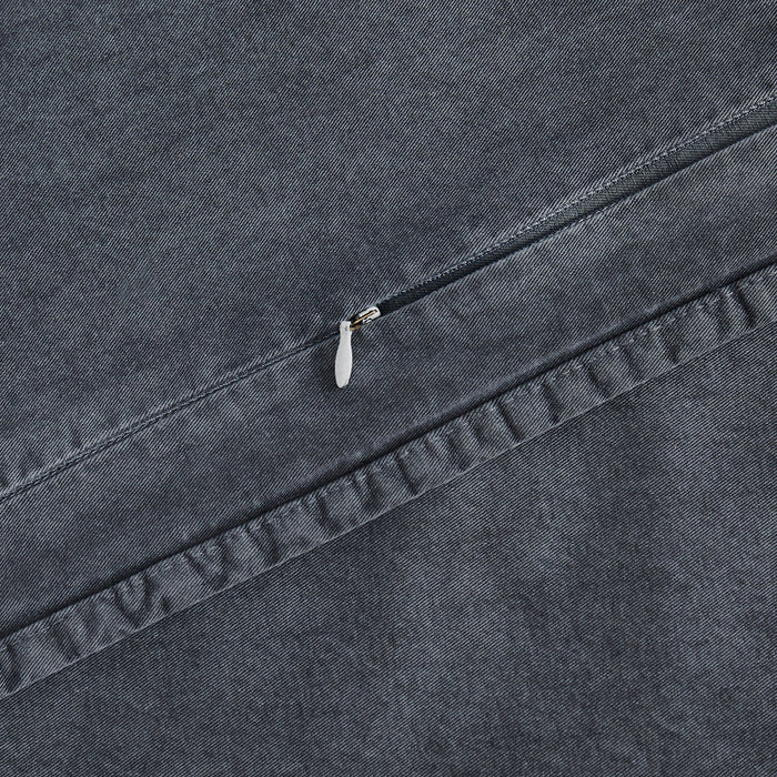 Cotton Canvas - Stonewashed Long Lumbar Pillow - Charcoal