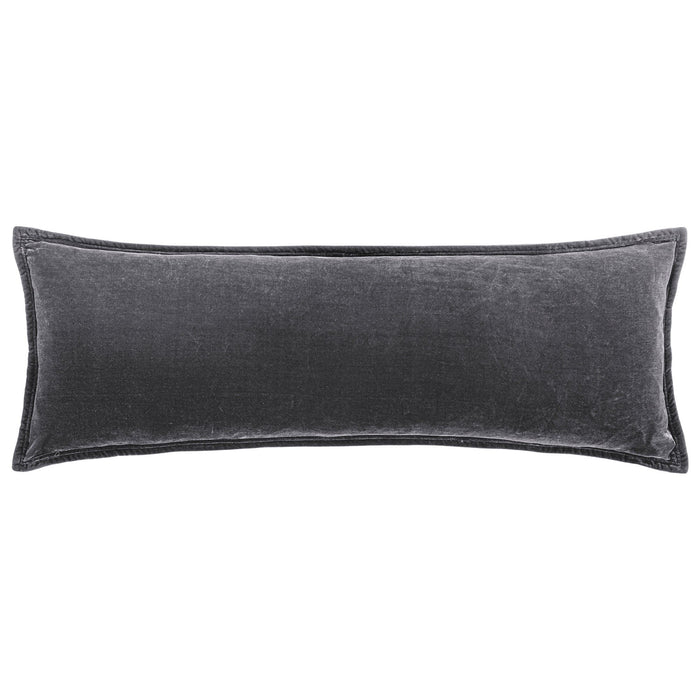 Stella - Faux Silk Velvet Long Lumbar Pillow - Slate