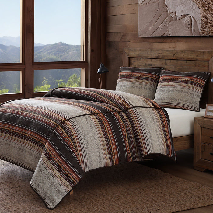 Estes - Queen Chenille Comforter Set (Set of 3) - Copper