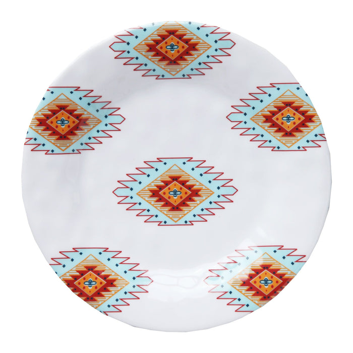 Southwest Melamine - Salad Plate (Set of 4) - White / Orange / Red