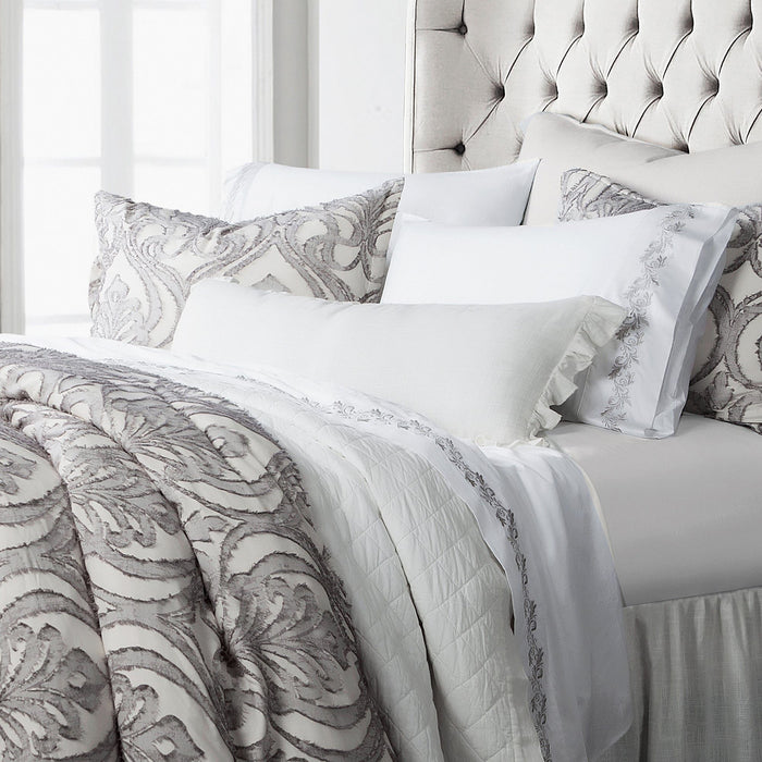 Nicole - Queen Damask Duvet Cover Set (Set of 3) - Gray