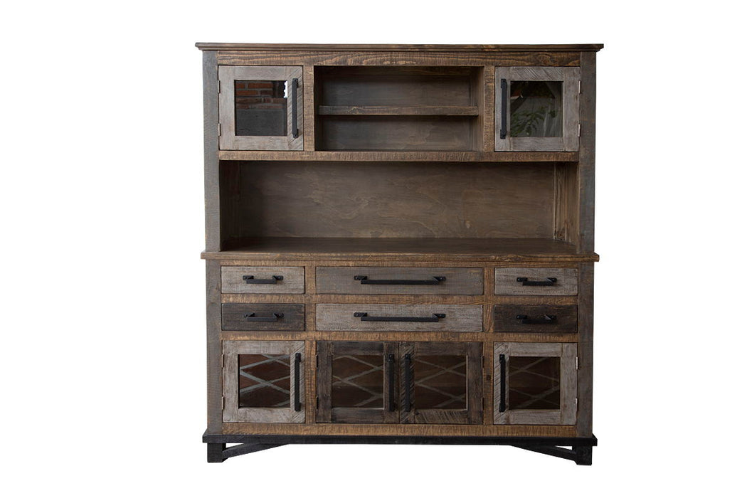 Loft - Buffet And Hutch With 6 Drawers / 6 Doors - Two Tone Gray / Brown