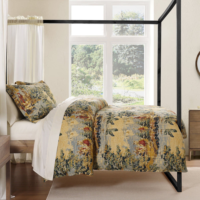Provence - Queen Washed Linen Duvet Cover Set (Set of 3) - Multi Color