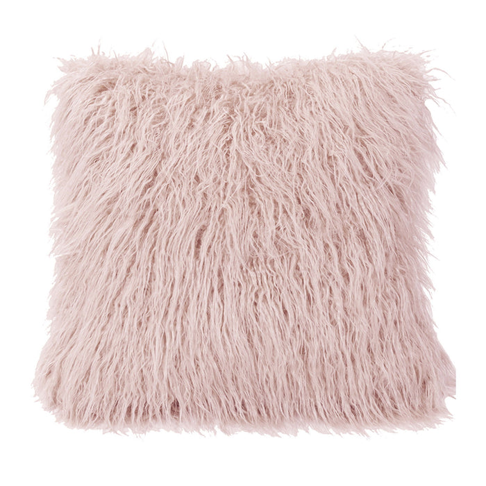 Mongolian Fur - Faux Fur Euro Sham - Blush