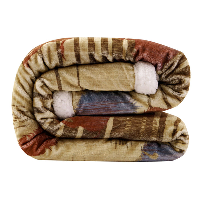 Campfire - Home On The Range Campfire Sherpa Throw 6 Per Carton - Multi Color
