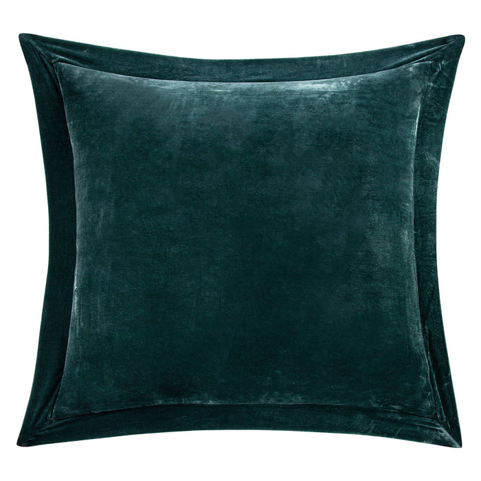 Stella - Faux Silk Velvet Flanged Euro Sham - Storm Blue