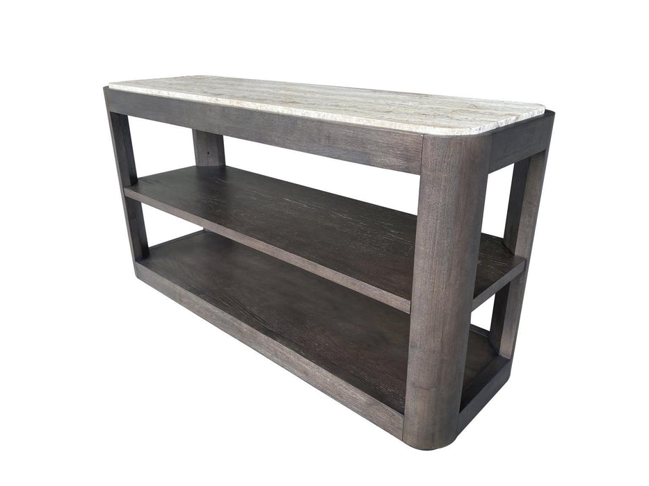 Lancia - Sofa Table With Stone Top - Charred Oak