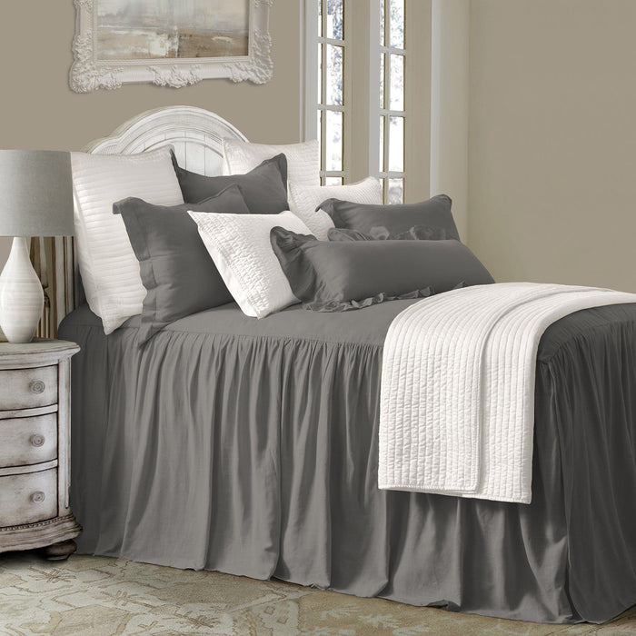 Luna - Full Washed Linen Bedspread Set (Set of 3) - Slate