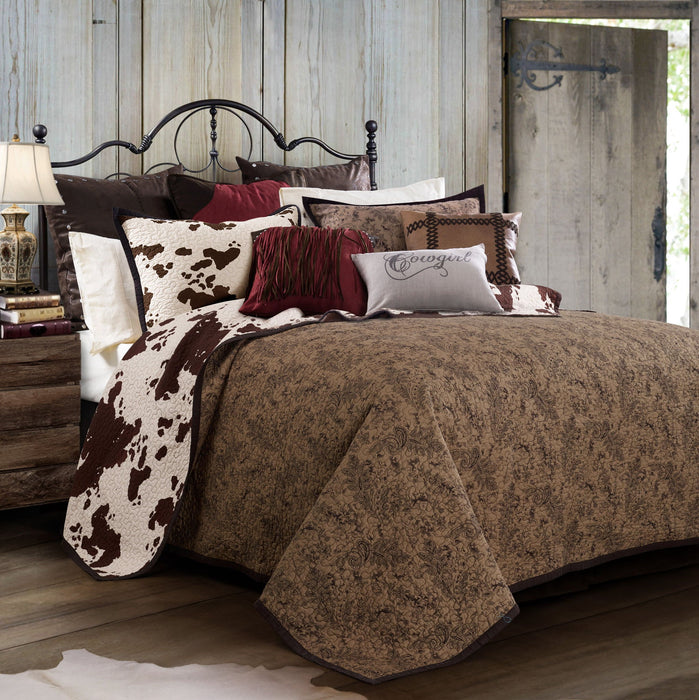 Elsa Cowhide - Twin Reversible Quilt Set (Set of 2) - Chocolate