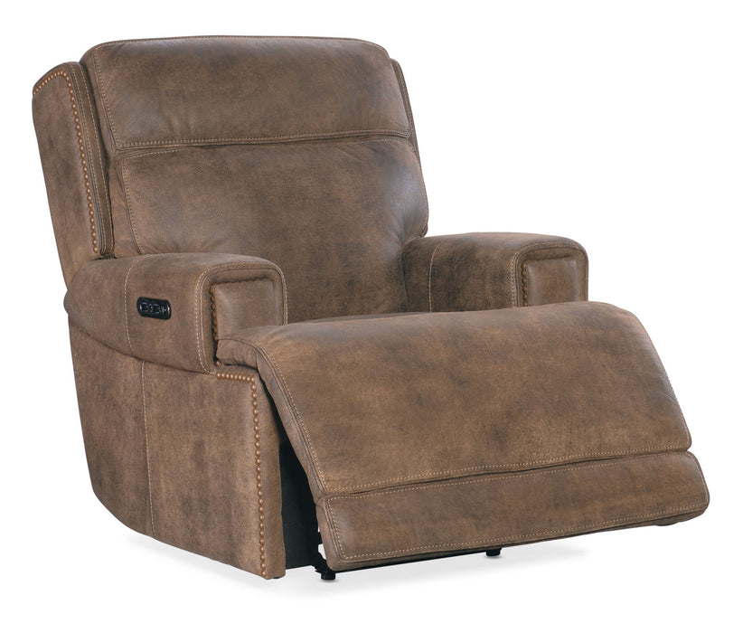 MS - Wheeler Power Recliner With Power Headrest - Dark Brown