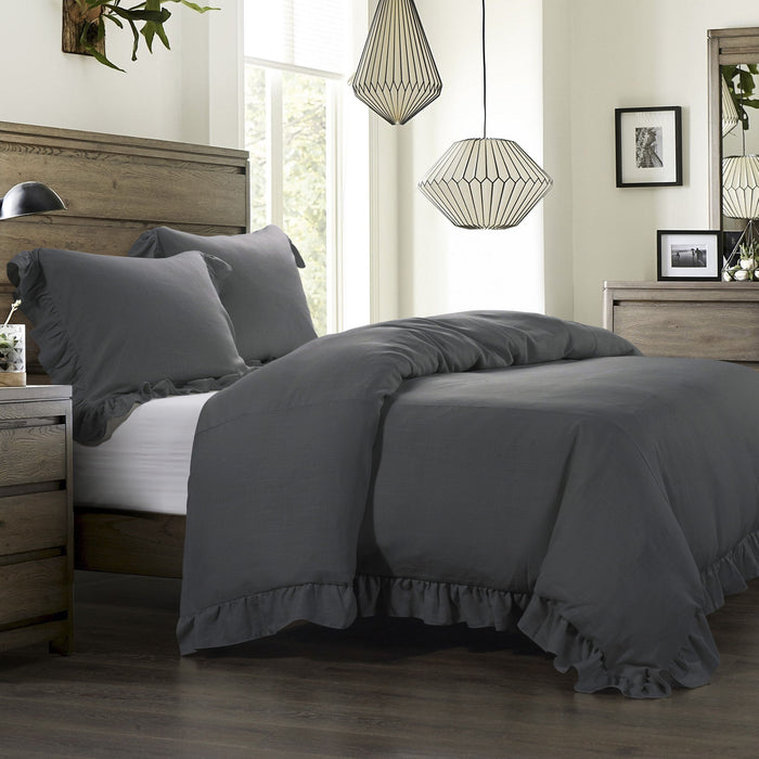 Lily - Twin Washed Linen Duvet Cover - Slate