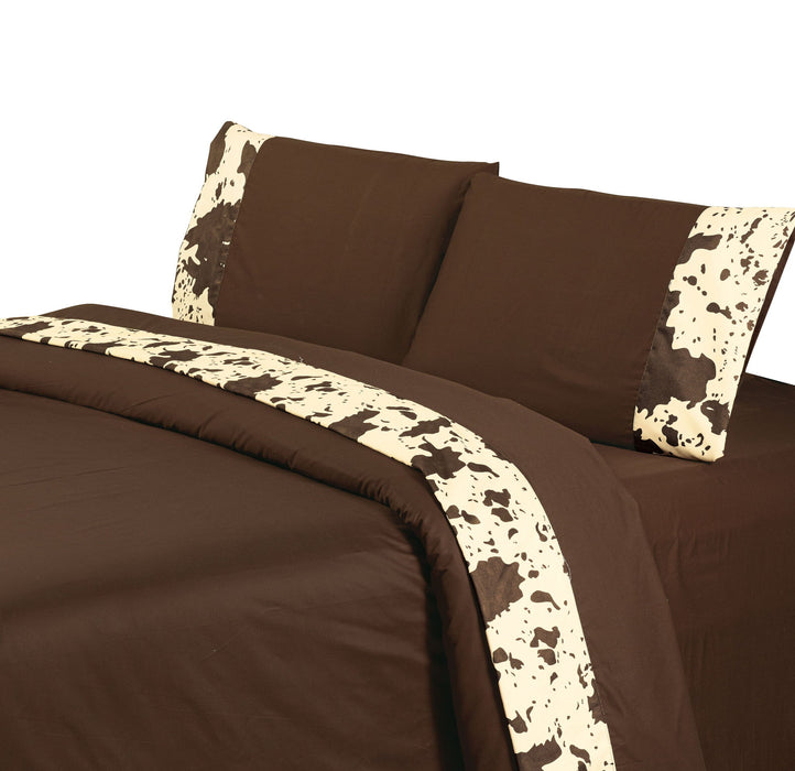 Elsa Cowhide - Full 350TC Cowhide Sheet Set (Set of 4) - Chocolate