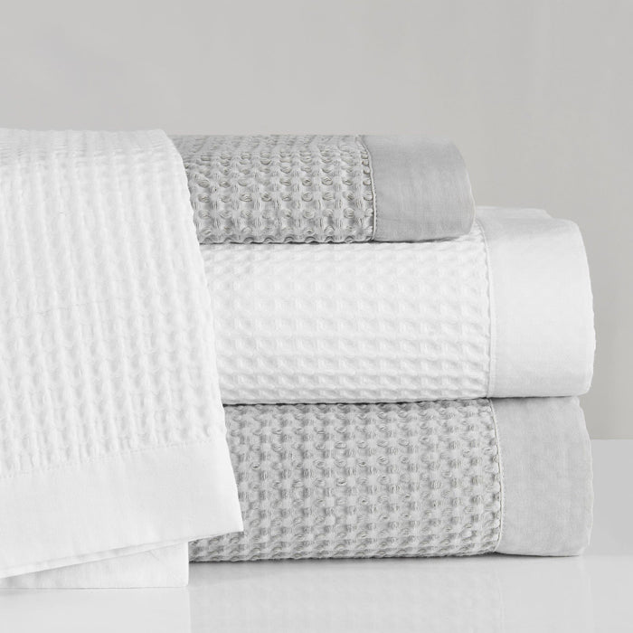 Stonewashed Cotton Waffle Weave - Twin Coverlet - Light Tan