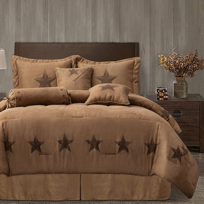Rustic Star - Full Luxury Star Comforter Set (Set of 7) - Tan