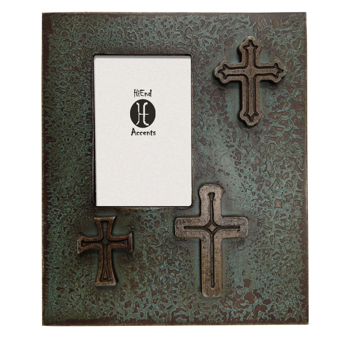Picture Frame - 4" x 6" Distressed 3-Cross Picture Frame 4 Per Carton - Turquoise