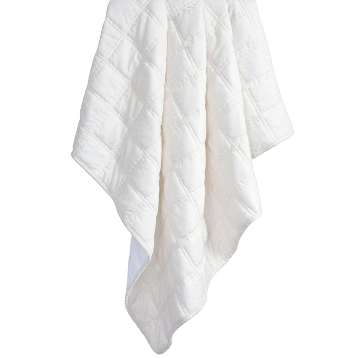Stella - Faux Silk Velvet Double Box Stitch Throw - Stone