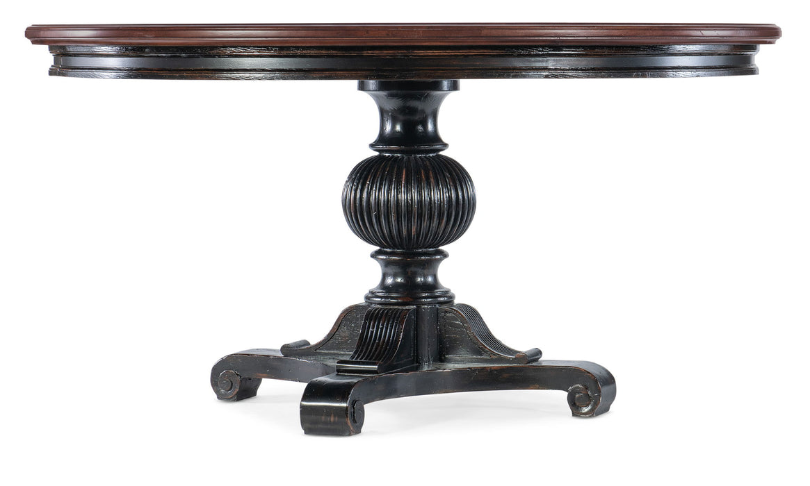 Charleston - Round Pedestal Dining Table With 1-20" leaf - Dark Brown