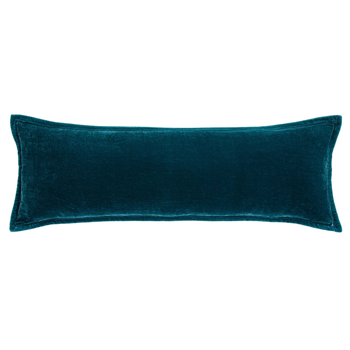 Stella - Faux Silk Velvet Long Lumbar Pillow - Teal