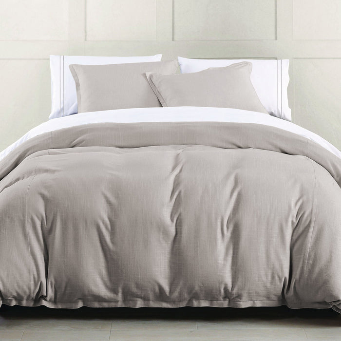 Hera - King Washed Linen Flange Duvet Cover - Taupe
