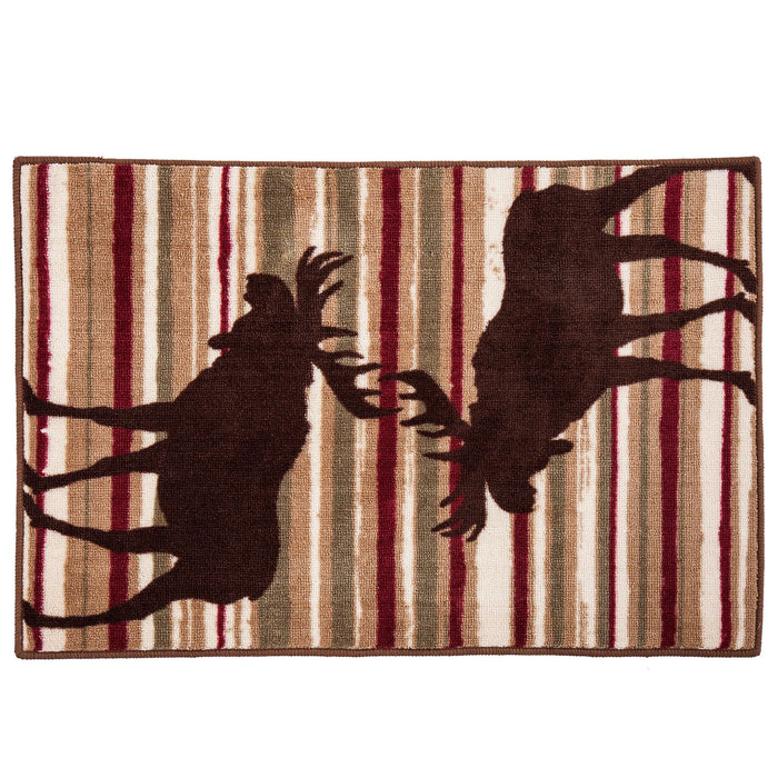 Moose - Stripe Rug 2 Per Carton - Brown / White / Red