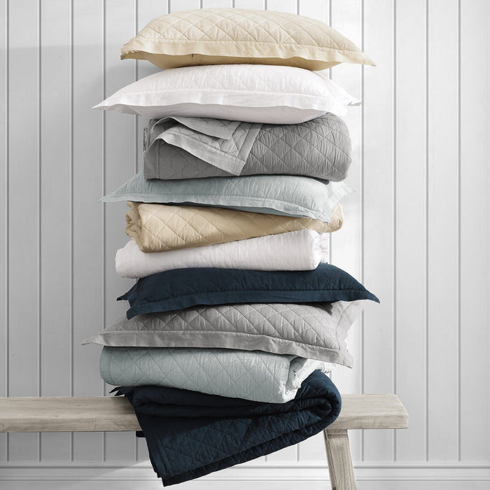 Diamond Linen - King Linen Cotton Diamond Quilt - Navy