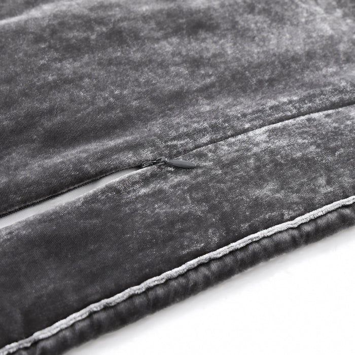 Stella - King Faux Silk Velvet Double Box Stitch Quilt Set (Set of 3) - Slate