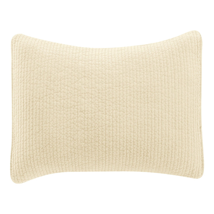 Stonewashed Cotton Velvet - 21" x 34" Quilted Pillow Sham - Light Tan