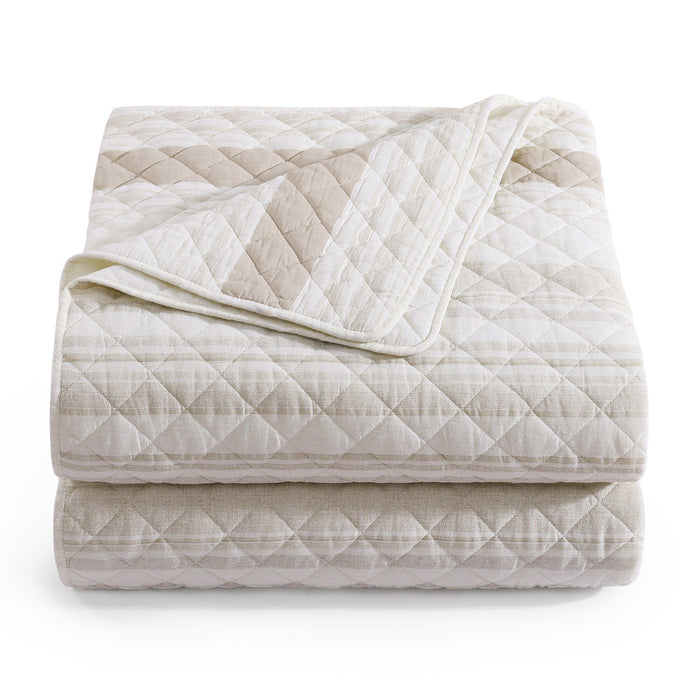 Mystic Stripe - Twin Cotton Gauze Quilt Set (Set of 2) - Taupe