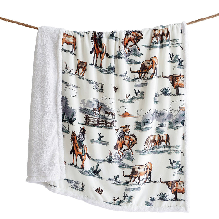 Campfire - Ranch Life Western Toile Campfire Sherpa Throw 6 Per Carton - Duffle Bag