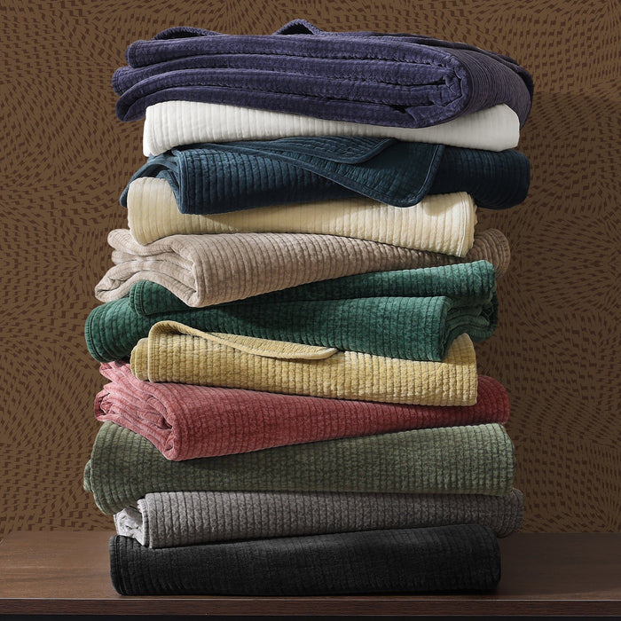 Stonewashed Cotton Velvet - Full/Queen Quilt - Fern Green