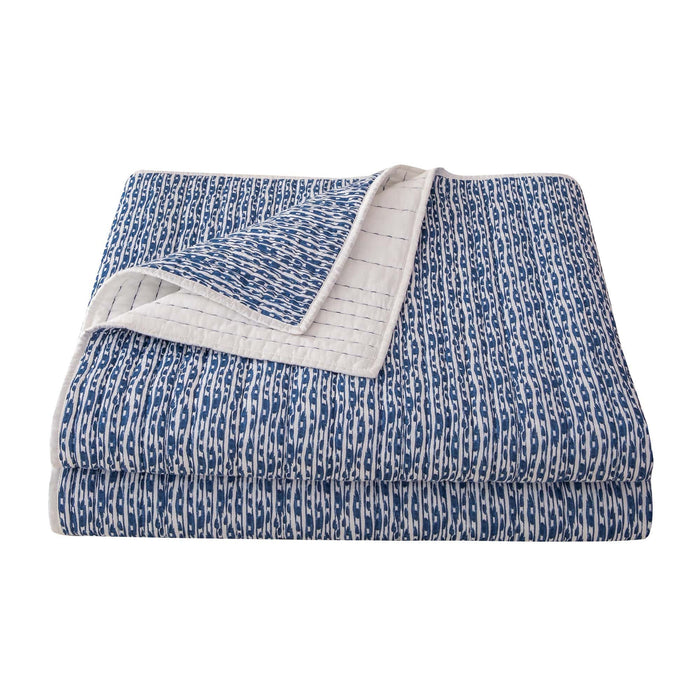 Indigo - Twin Staccato Reversible Quilt Set (Set of 2) - Blue / White