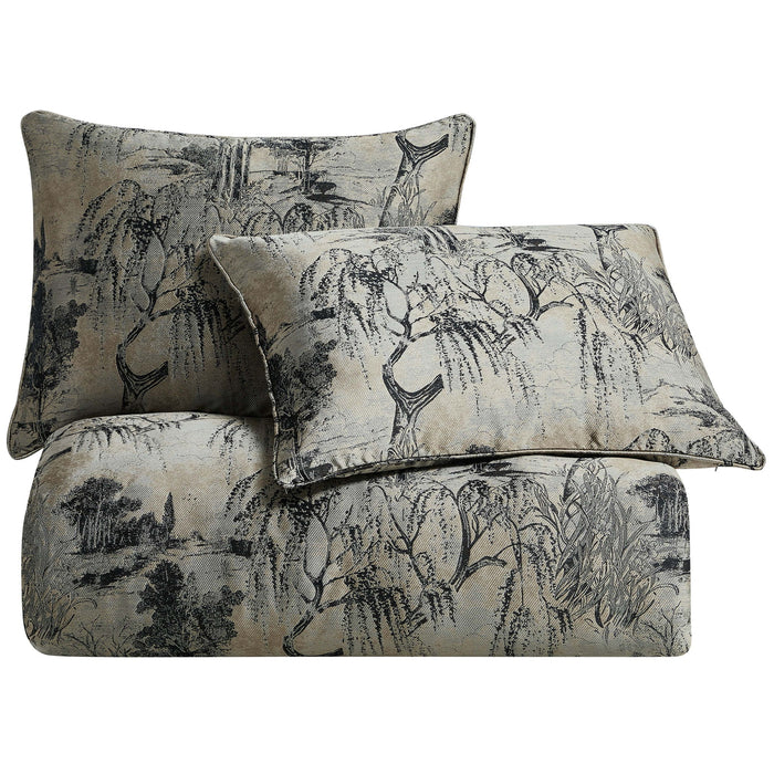 Pastoral Jacquard - Queen Duvet Cover Set (Set of 3) - Champagne
