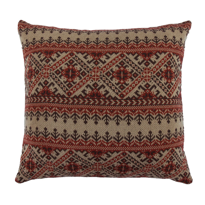 Fair Isle - Knit Red Euro Sham - Brown / Red