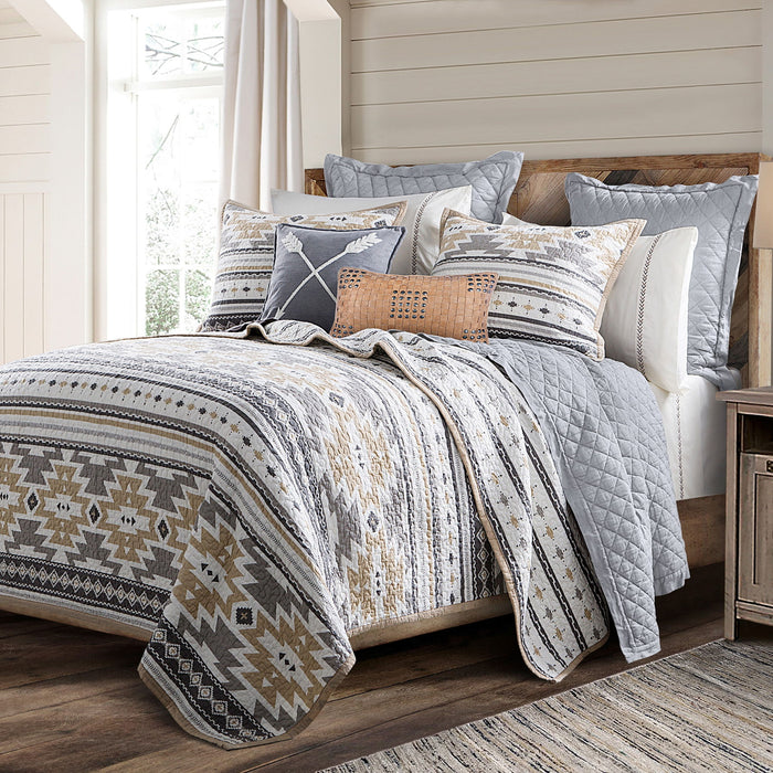 Desert Sage - King Reversible Quilt Set (Set of 3) - Tan / White / Gray
