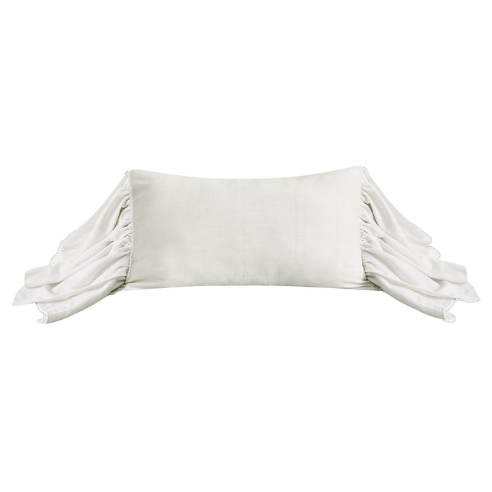 Luna - Washed Linen Long Ruffled Pillow - White