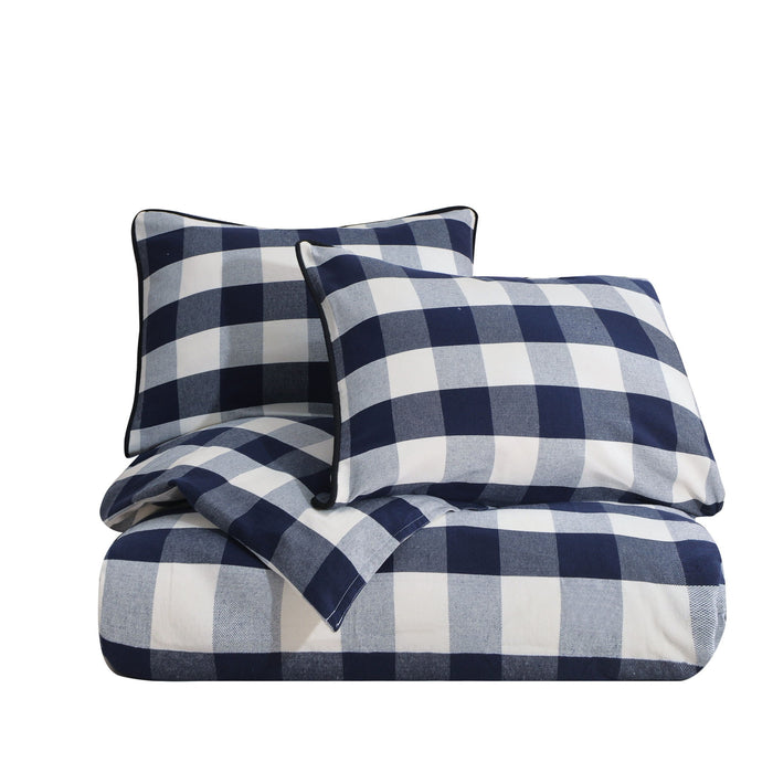 Camille - Queen Buffalo Check Duvet Cover Set (Set of 3) - Navy