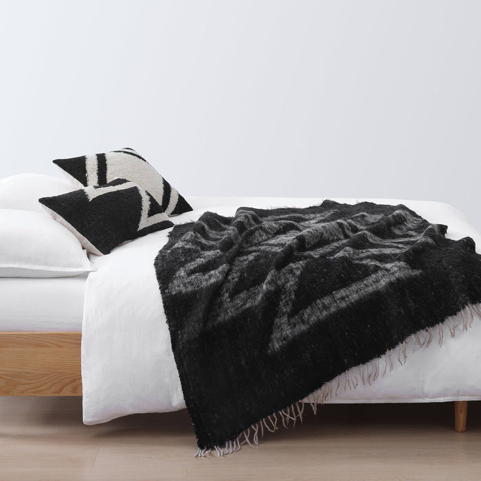 Antigua - Handwoven Square Pillow - Black / White