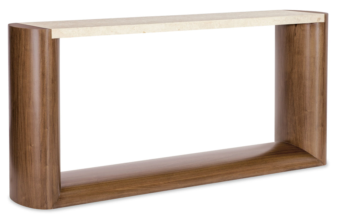 Eleana - Marble Top Console Table - Medium Wood