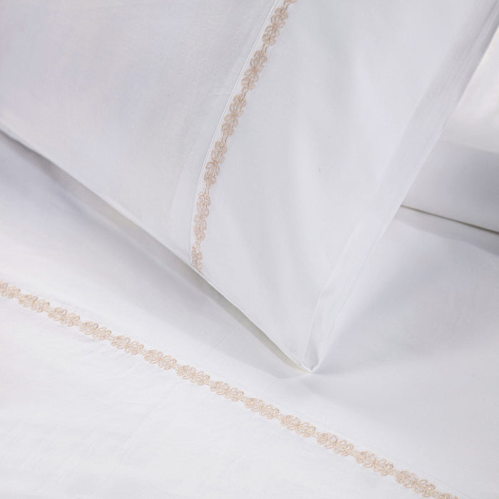 Laurel Sheet - Twin 350TC Laurel Embroidered Border Sheet Set (Set of 3) - Blush