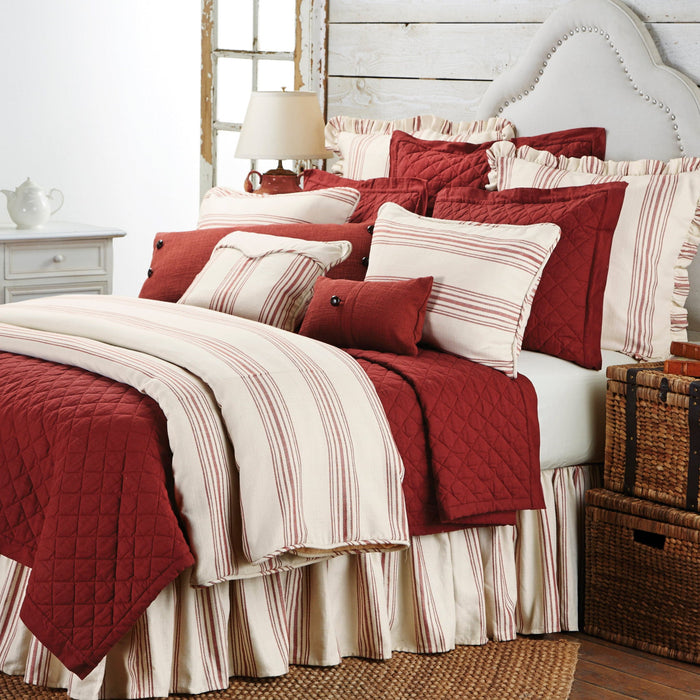 Prescott - Queen Stripe Duvet Cover - Red