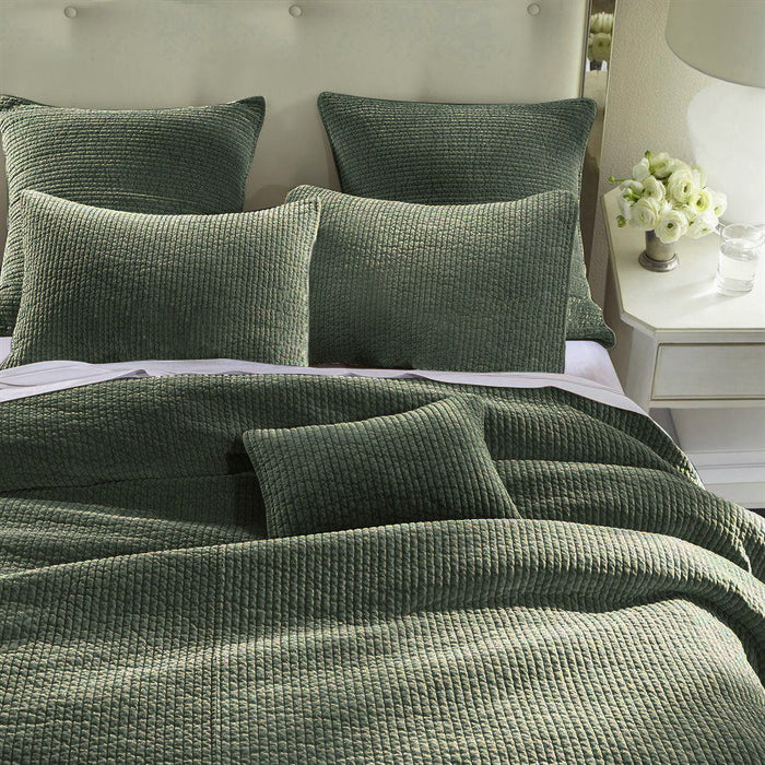 Stonewashed Cotton Velvet - Full/Queen Quilt Set (Set of 3) - Fern Green