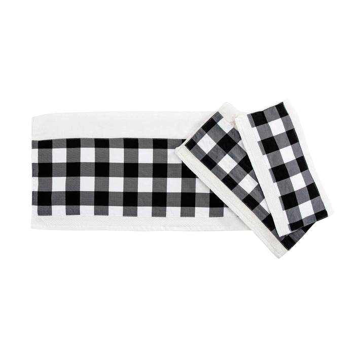 Camille - Black Buffalo Check Towel Set (Set of 3), 2 Per Carton - Black / White
