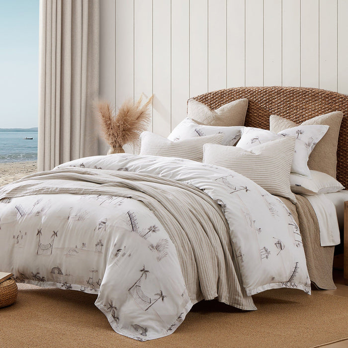 Lyocell - Queen Seaside Eucalyptus Duvet Cover Set (Set of 3) - Taupe