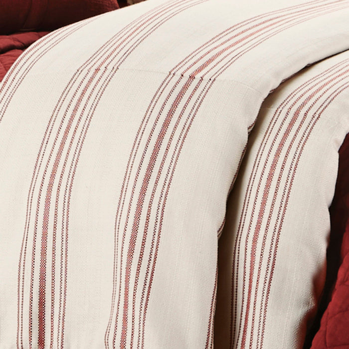 Prescott - Queen Stripe Duvet Cover - Red
