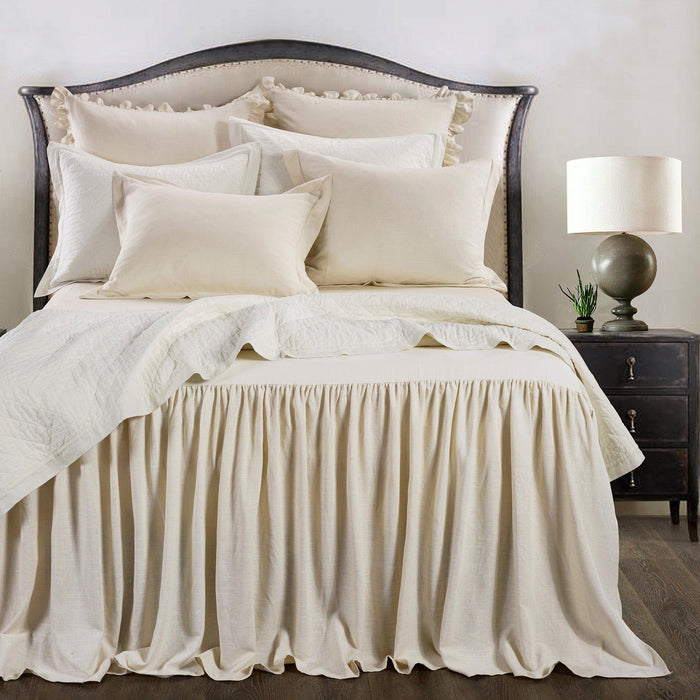 Luna - Queen Washed Linen Bedspread Set (Set of 3) - Light Tan