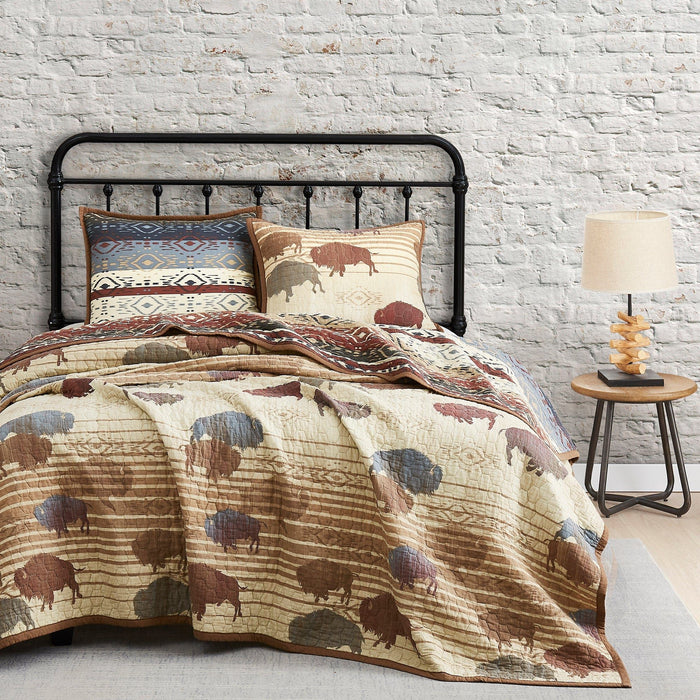 Home On The Range - Twin Reversible Quilt Set (Set of 2) - Tan