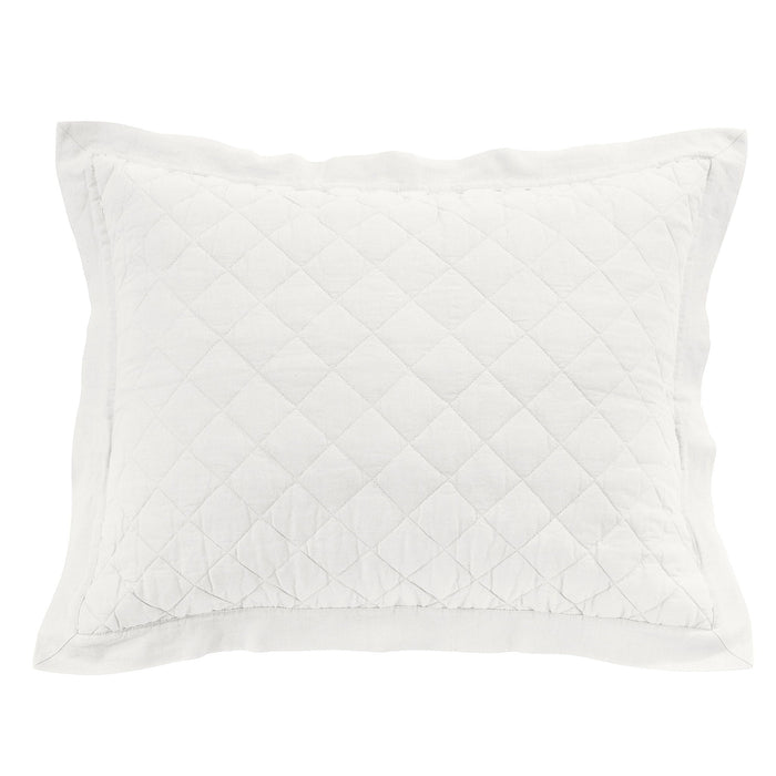 Diamond Linen - Linen Cotton Diamond Quilted Pillow Sham - Vintage White