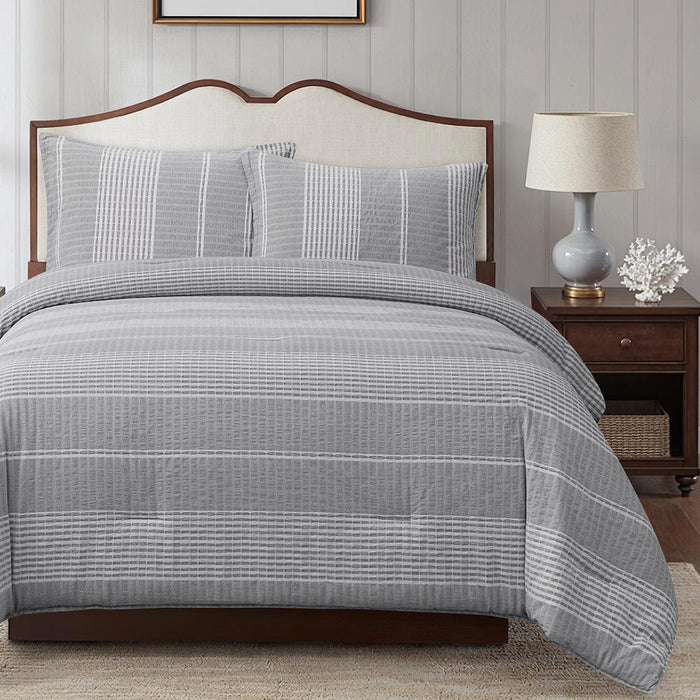 Lane - Queen Stripe Comforter Set (Set of 3) - Gray