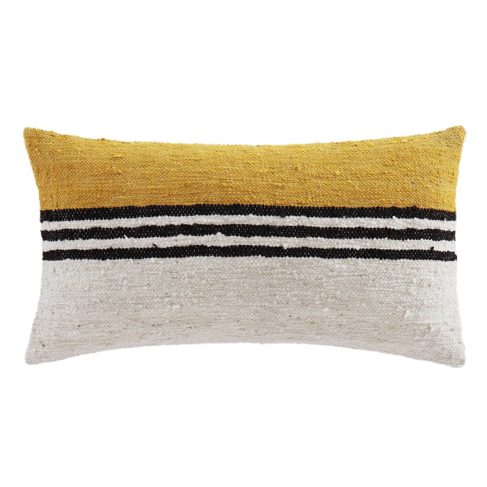 Solola - Handwoven Oblong Pillow - Yellow / Natural